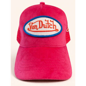 Von Dutch Hollywood Pink Velour Trucker Hat EUC